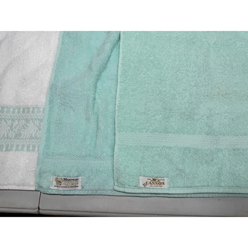 VTG Lot 4 Bathroom‎ Hand Towels Robins Egg Blue White Cannon Wamsutta Martex