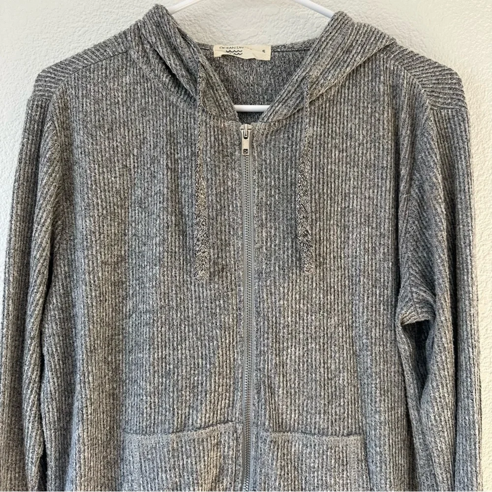 Ocean‎ Drive Gray Ribbed Zip-Up Sweater Small