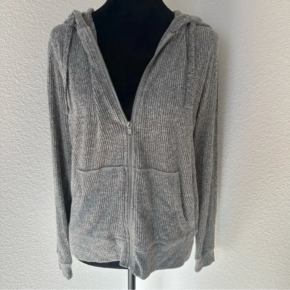 Ocean‎ Drive Gray Ribbed Zip-Up Sweater Small
