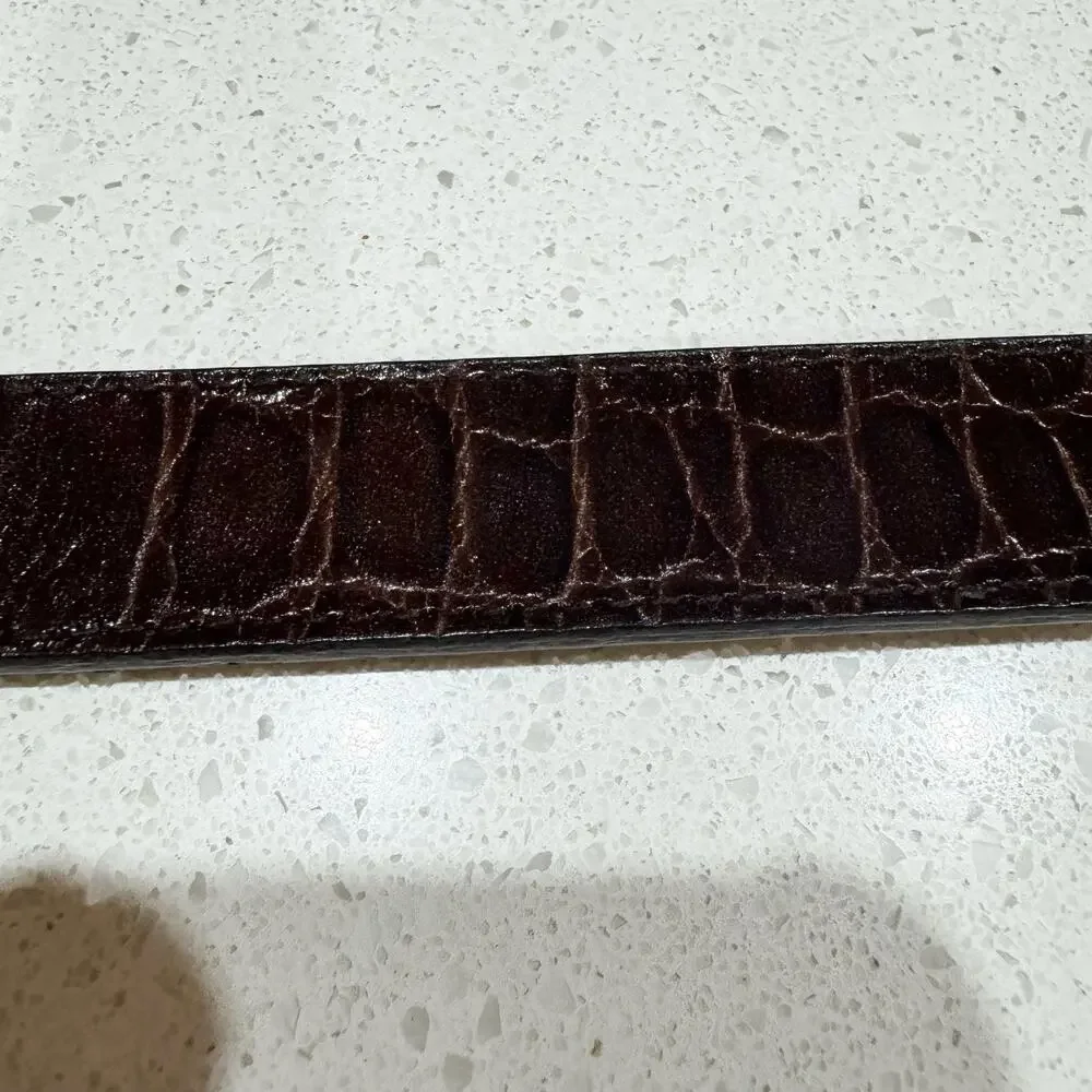 Calvin Klein Women Small Brown Leather Animal Print Embossed Belt‎ Thin