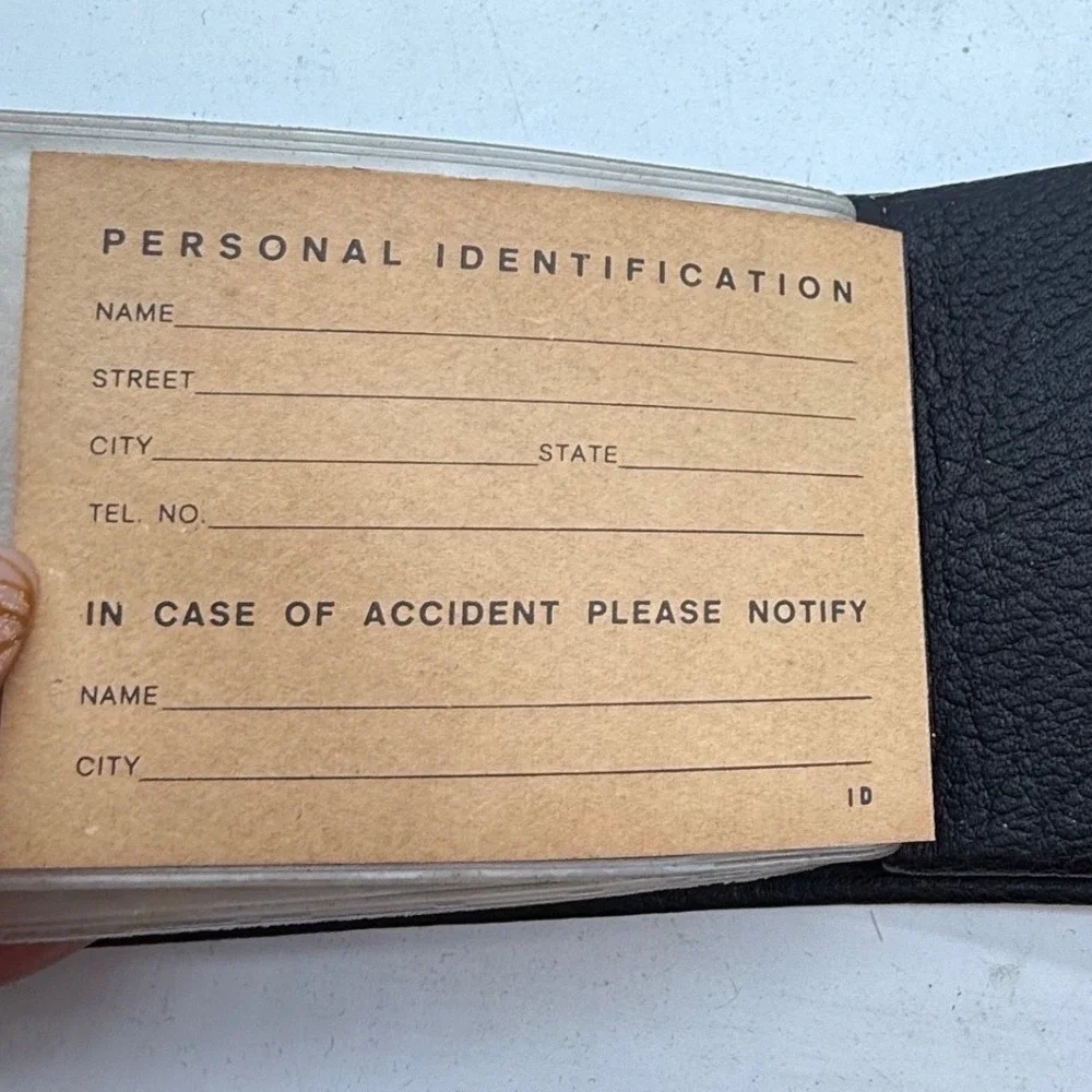 Vtg Swank Black Leather‎ Billfold Wallet Snap Closure Mens SK3J-T 1960s unused