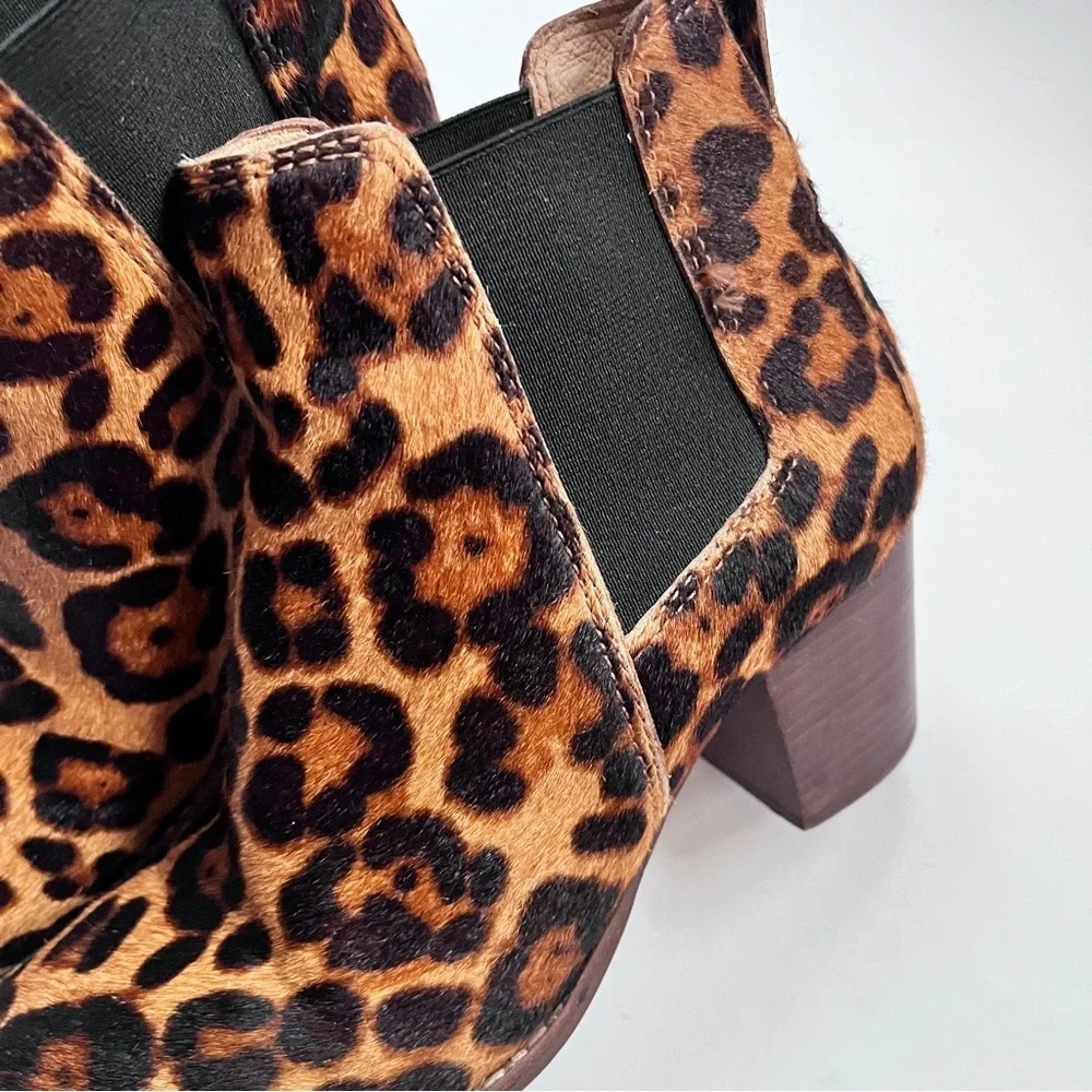 Madewell Regan Leopard Print Calf Hair Chelsea Ankle Boots Size 6