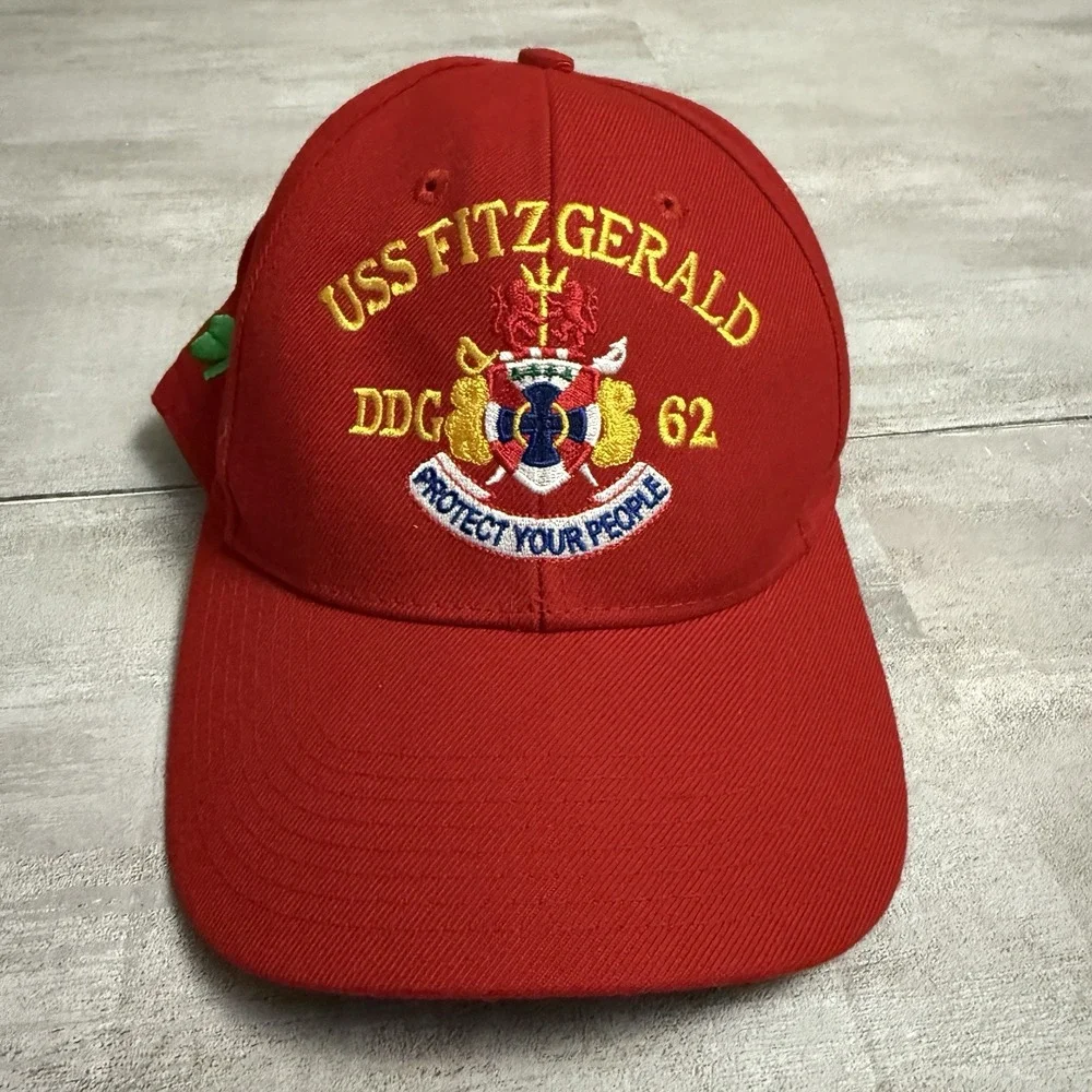 USS FITZGERALD DDG-62 US Navy Red Baseball‎ Cap Hat Clover Embroidered