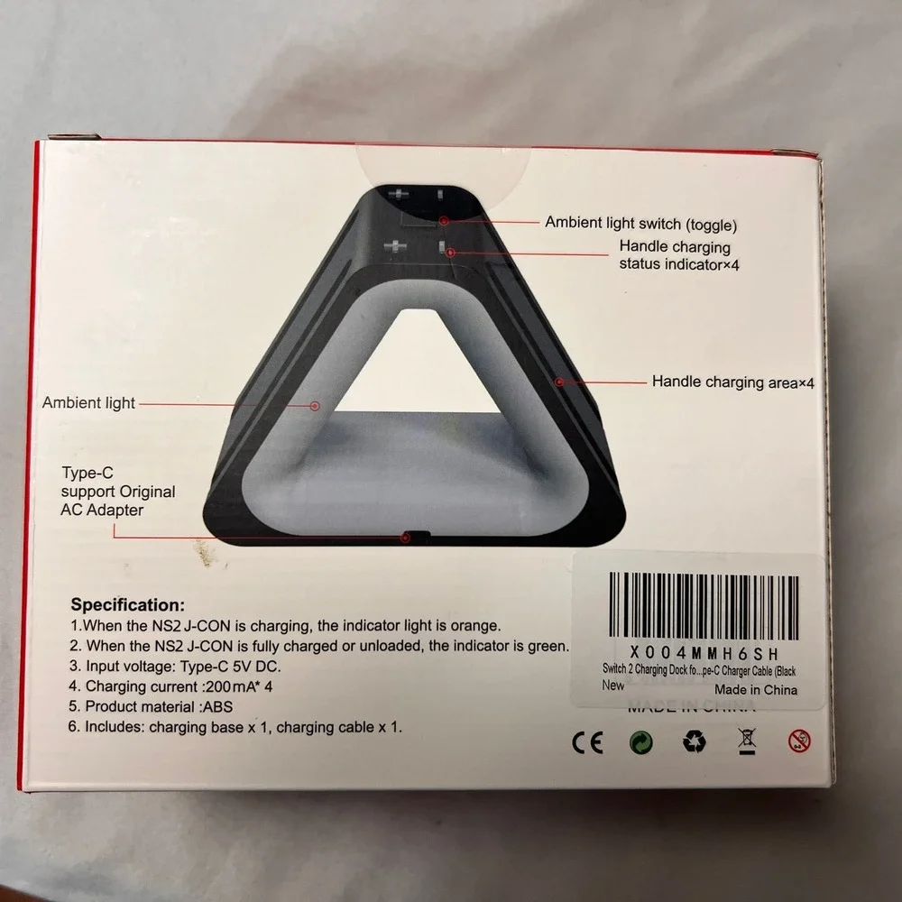 NS2 Charging Dock for Nintendo Switch Joy-Con 4-in-1 RGB LED‎ Station Black NEW