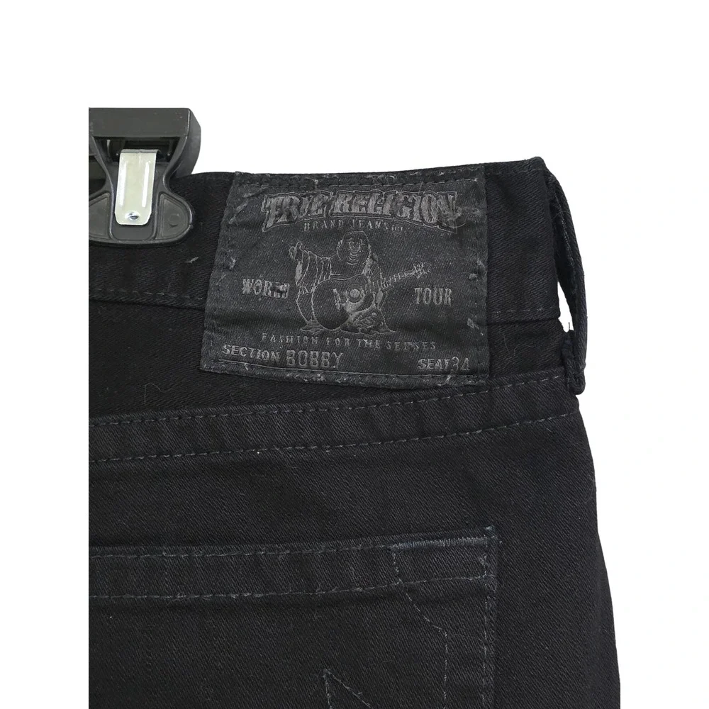 True Religion vintagey2k Bobby Jeans Mens 40 Black Straight Leg Denim