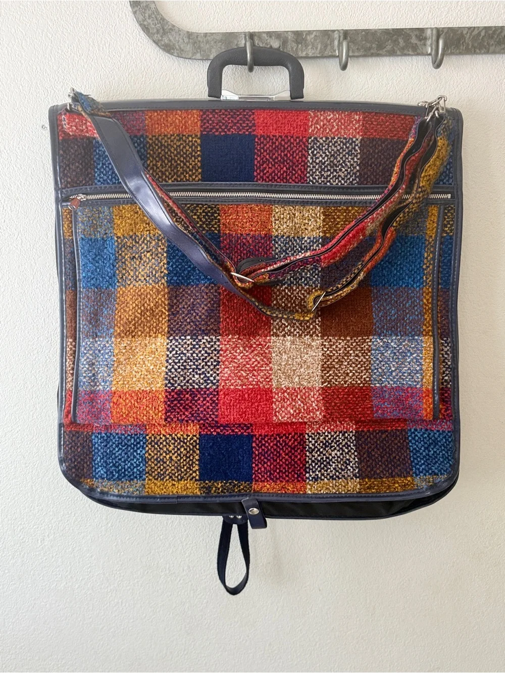 Skyway Luggage Plaid Rainbow Retro Tweed Garment Bag