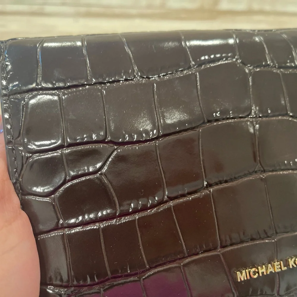 Michael Kors Glossy Black Croc Mini‎ Bag