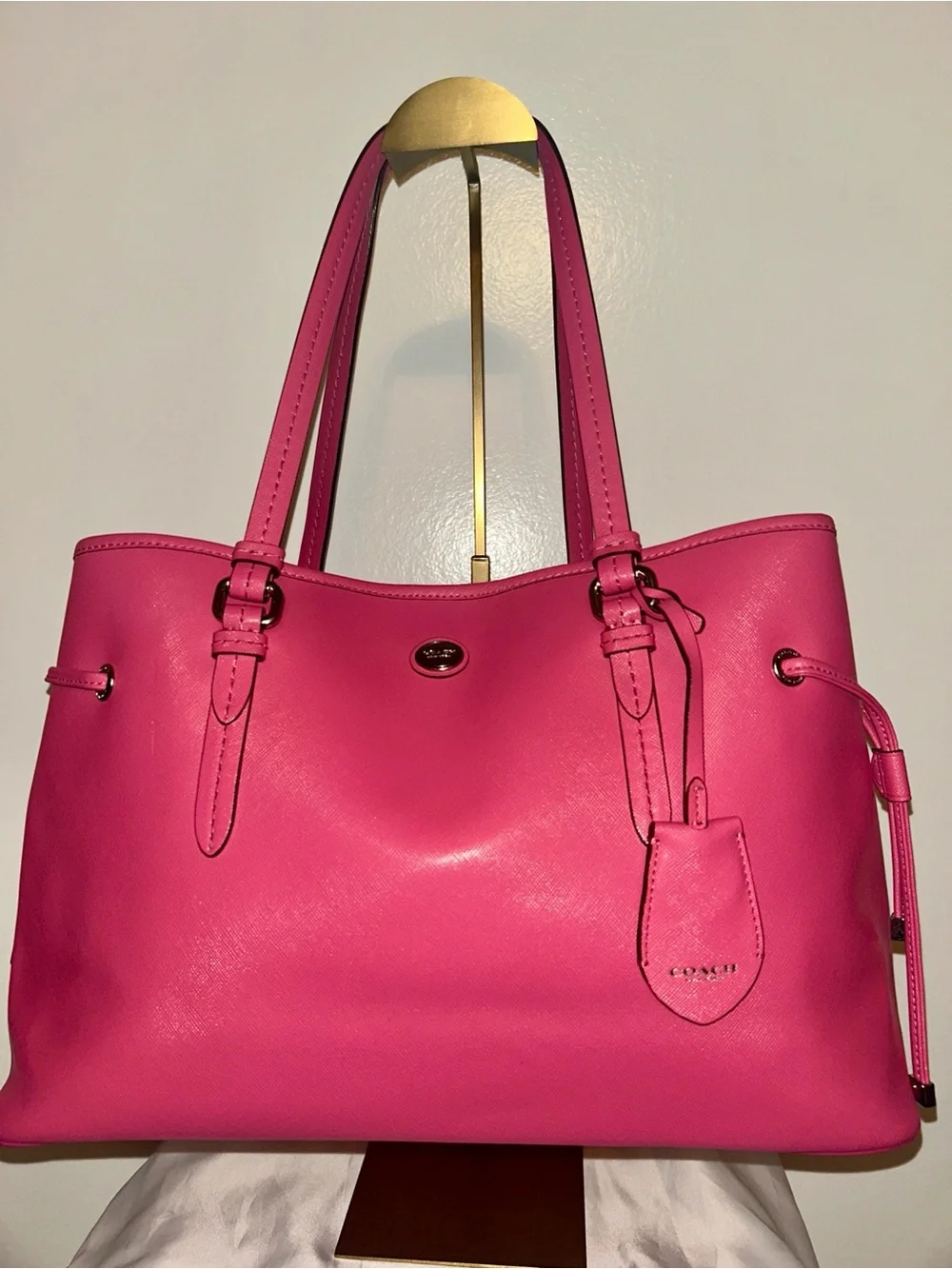 Coach Peyton Leather Drawstring Carryall Bag in the vibrant 