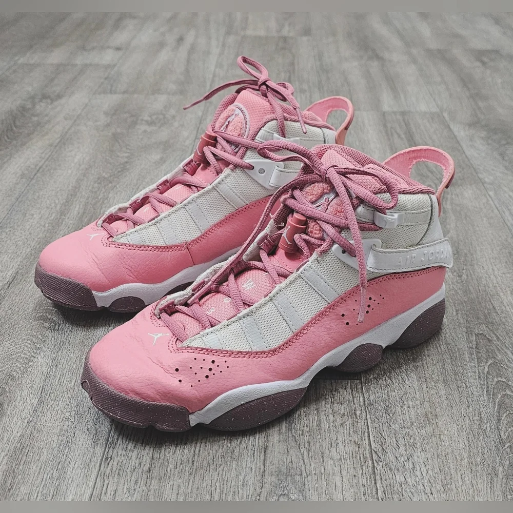 Air Jordan 6 Rings GS sneaker in the 'Coral Chalk' colorway-Size 6Y