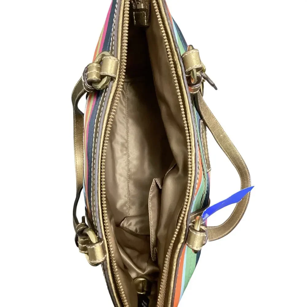Vintage Coach Bag Women’s One Size Stripes #12421 Fabric And Leather Multicolor