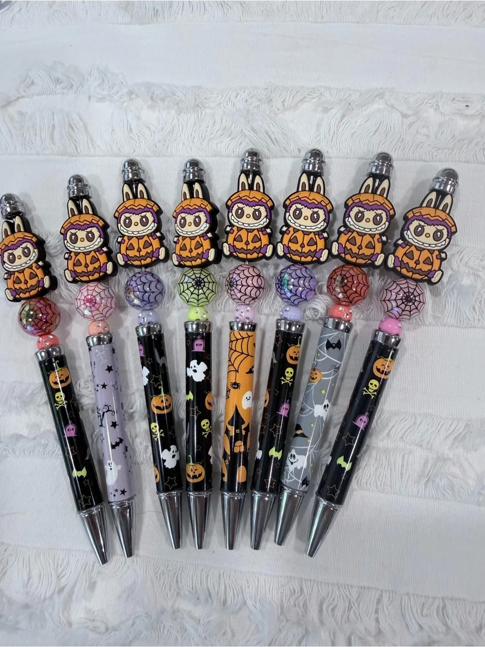 Halloween Fuzzy LaBubu Bunny Jack-O'-Lantern Ballpoint Pen - Assorted Colors