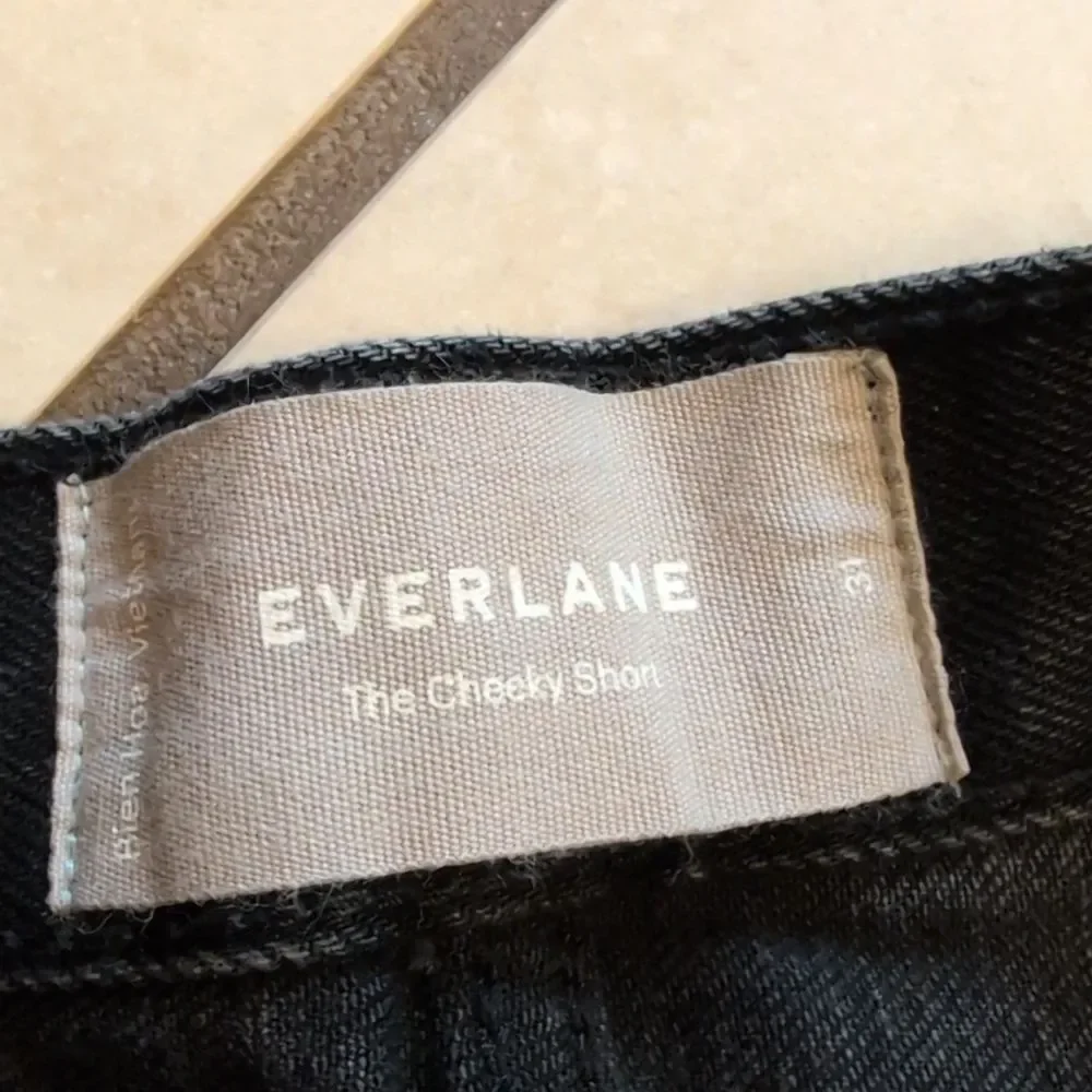 Everlane The Cheeky Short Black Rough Hem Distressed Shorty Shorts Size 31