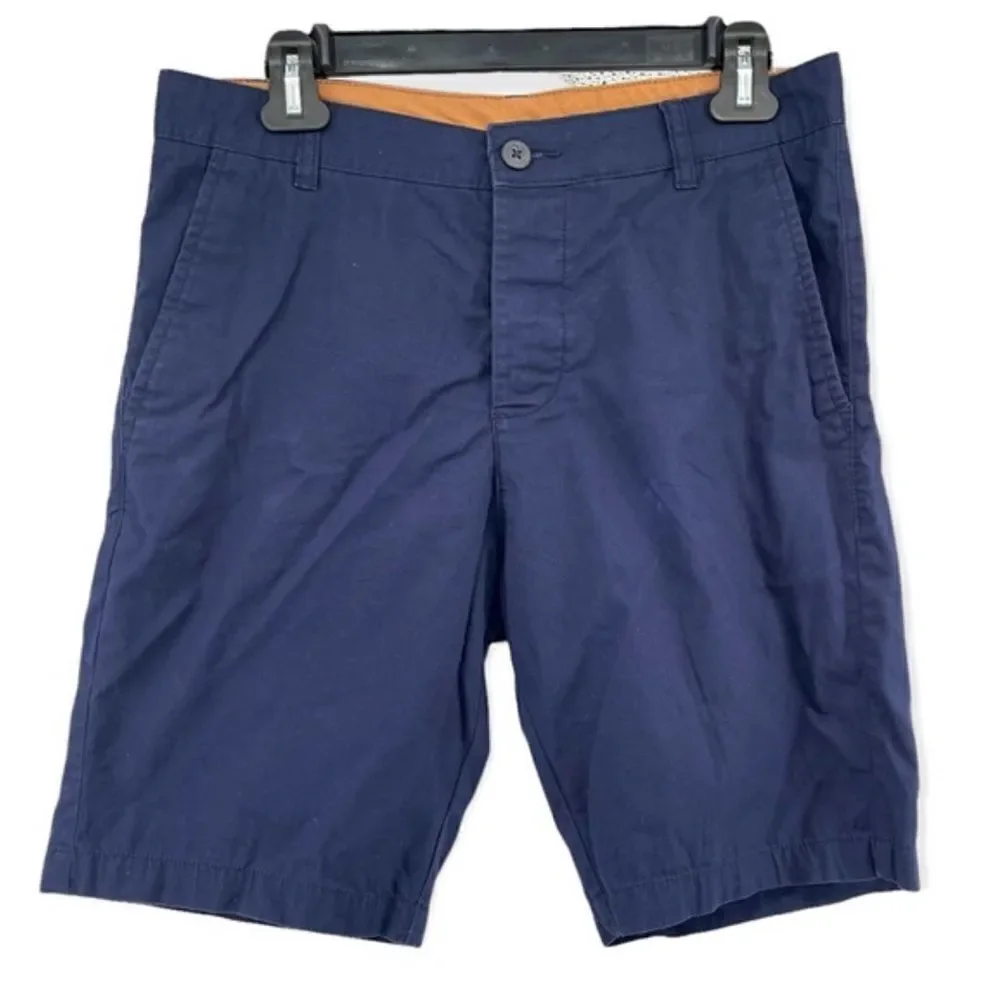 Divided H&M Men’s Navy Blue Flat Front Casual Button Fly Chino Shorts Size 28