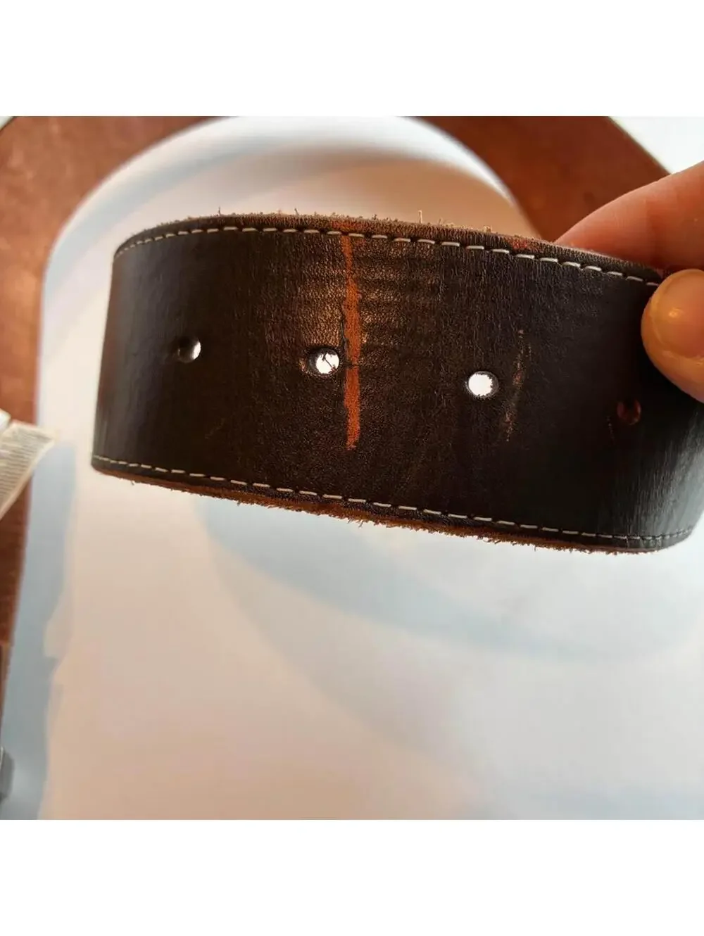 Banana Republic Wide Leather Belt Brown Etched Silver Buckle XS Western Style