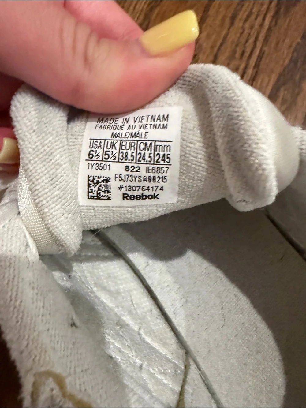 Reebok size mens