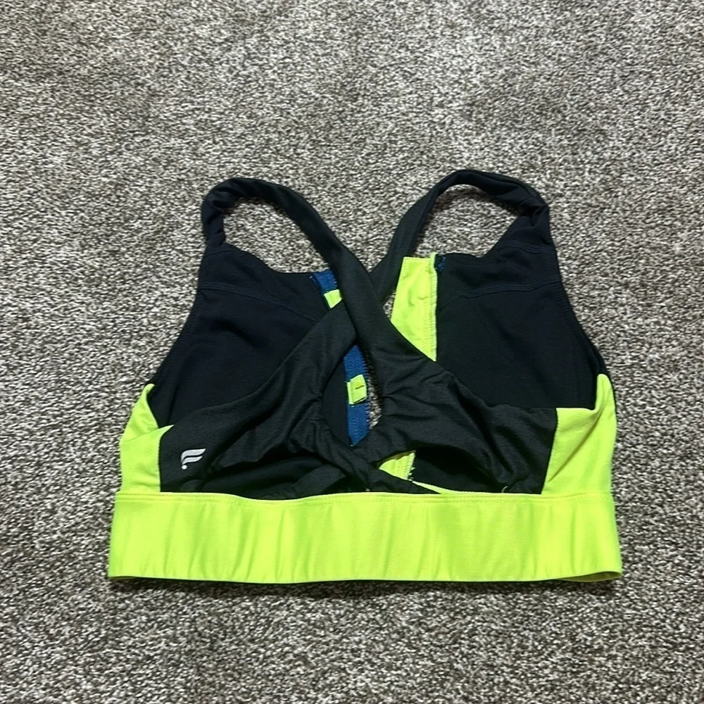 Fabletics and old navy black medium sports bras. Zipper front. Neon. Set of 2