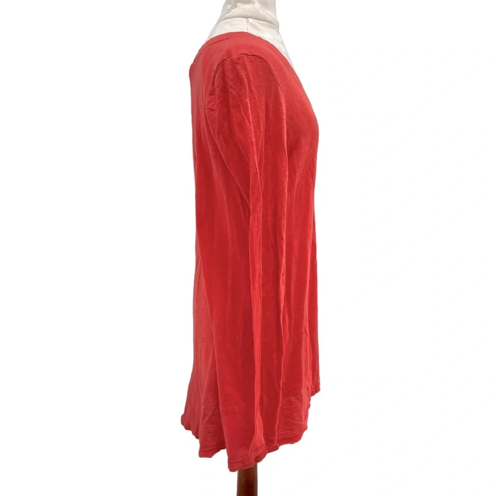 Free People Moonshine Cotton Long Sleeve Tunic Top Coral Orange Size Small NWT