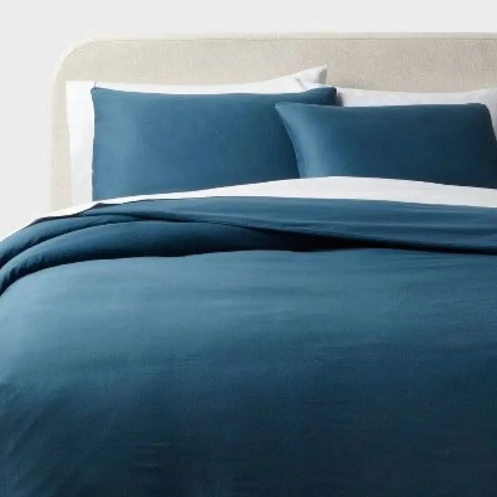 Threshold - Full/Queen Washed Cotton Sateen Duvet Cover and Sh Indigo