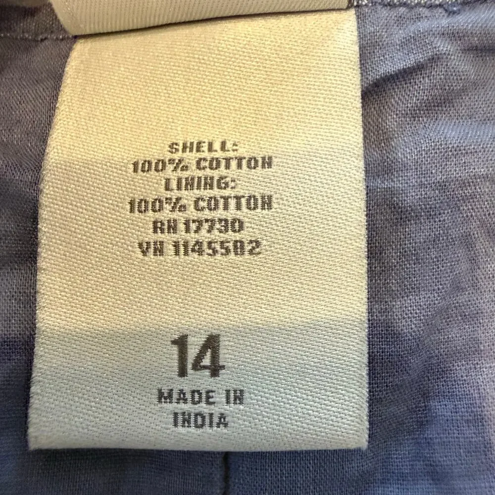 Merona Women's skirt, a-line, blue white stripes midi length, cotton, Size 14