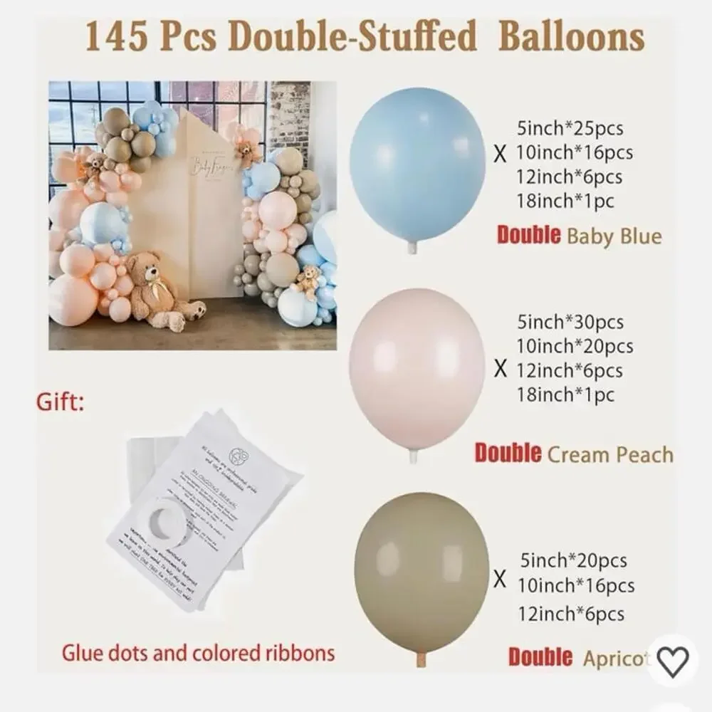 145Pcs Dusty Blue and Pink Balloons Garland Kit [COPY]