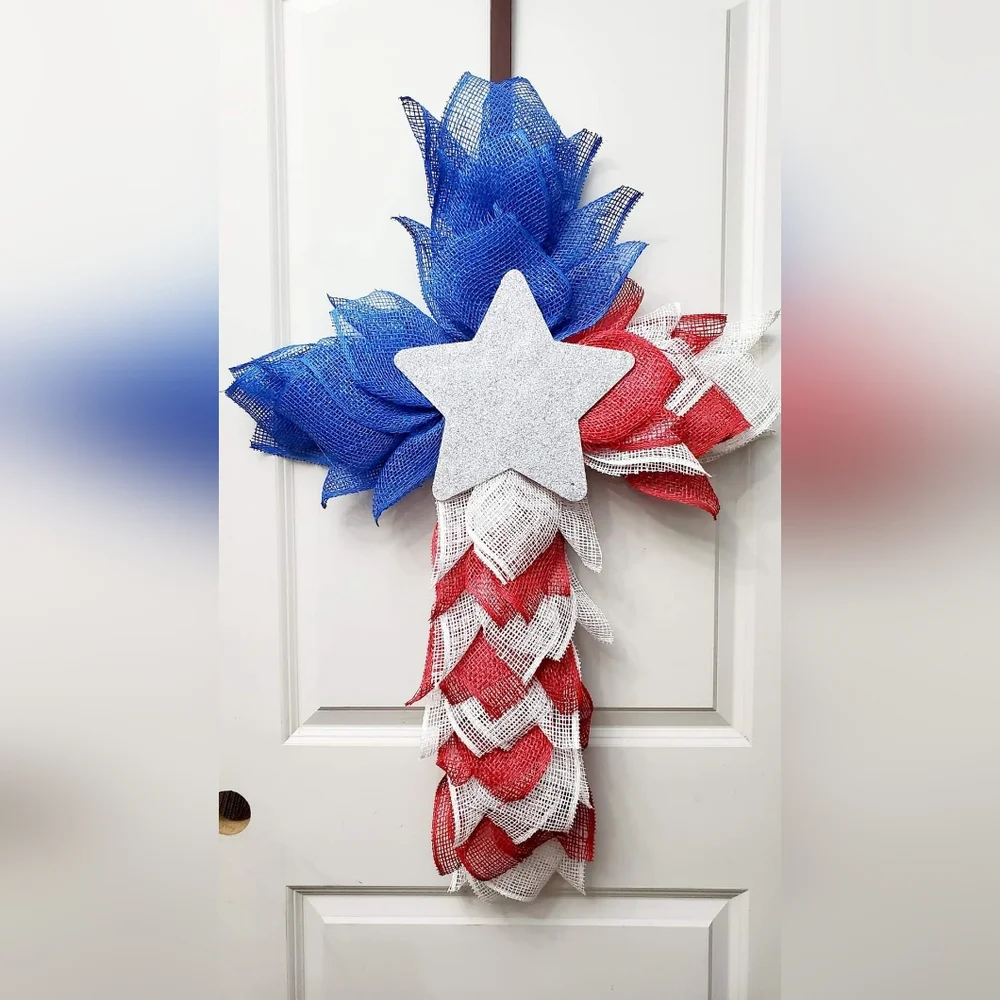 American Flag Cross Wreath