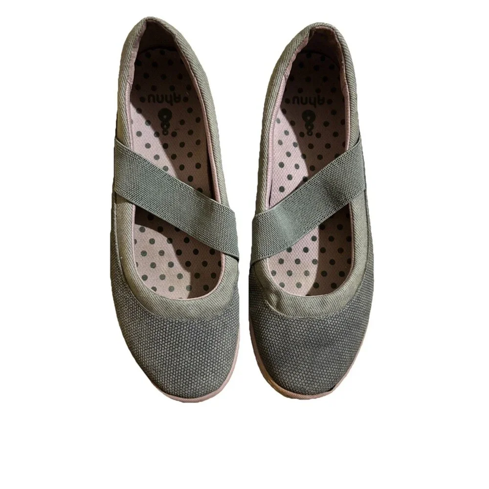 Ahnu by Teva Telegraph Women's Size 10 Mary Jane Flats Grey Pink Polka Dot Sport