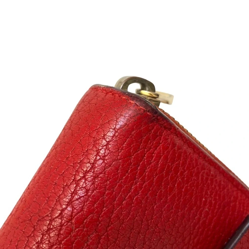 Chloe red pebbled leather drew clutch wallet