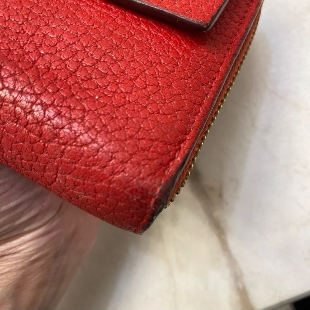 Chloe red pebbled leather drew clutch wallet