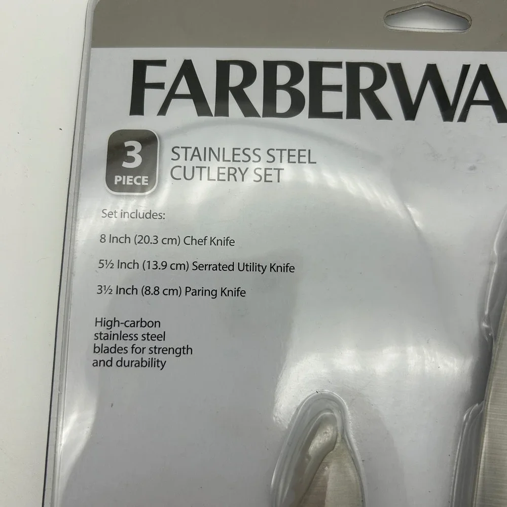 Farberware 3 Piece Stainless Steel Cutlery Set Chef Utility Paring Knives‎