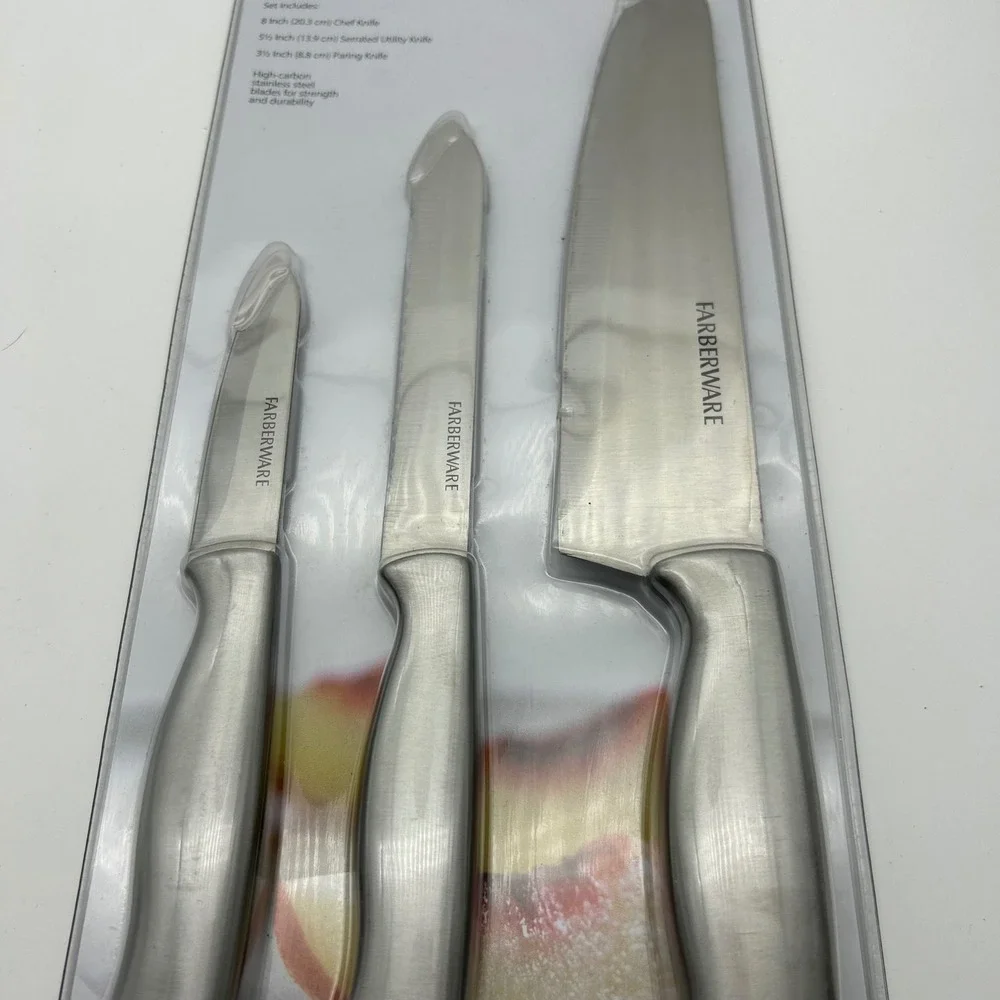 Farberware 3 Piece Stainless Steel Cutlery Set Chef Utility Paring Knives‎