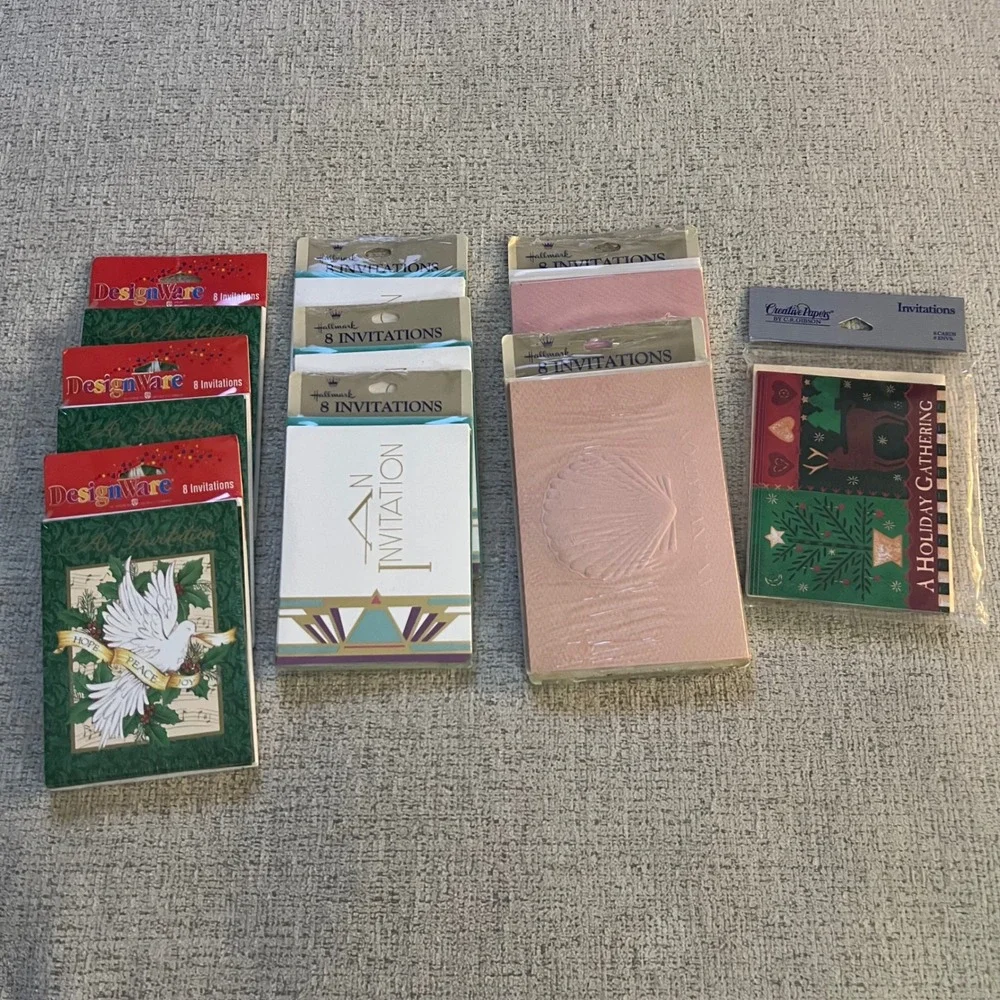 Vintage Hallmark DesignWare Creative Papers Holiday Invitations Lot 9 Packs NOS‎