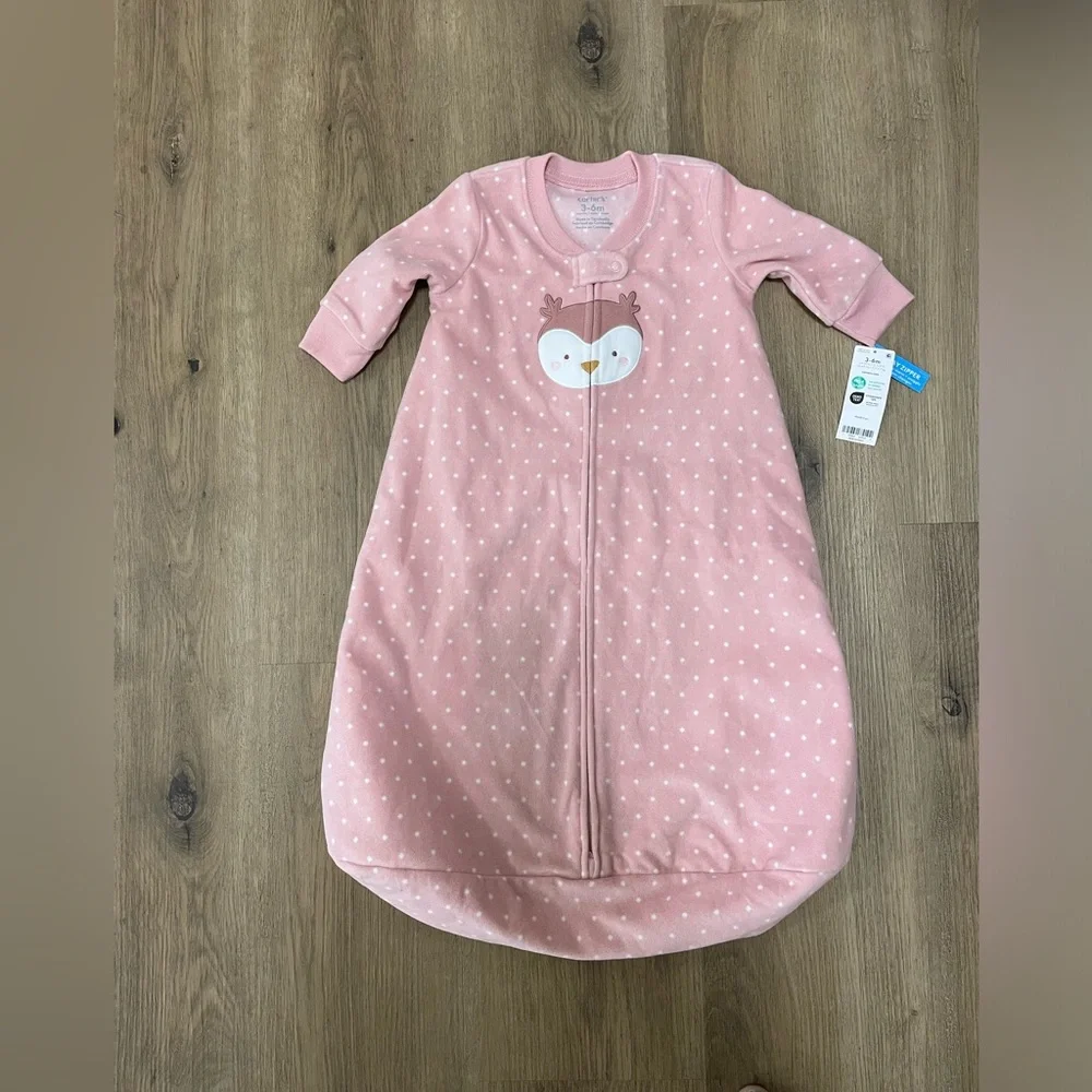 Carter's Pink and‎ White Sleep Sack Pajamas NWT 3-6m