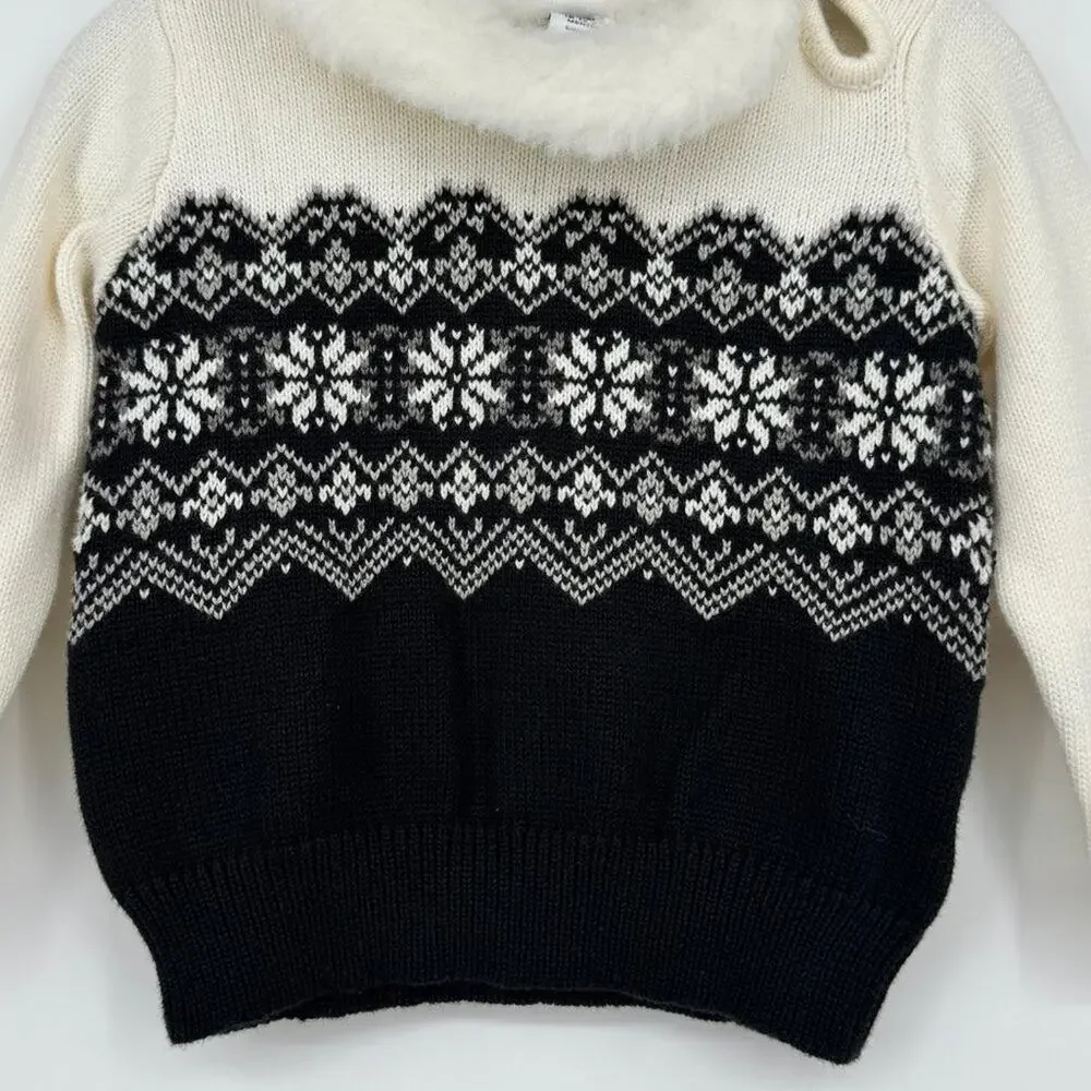 Janie‎ and Jack Fair Isle Faux Fur Collar Sweater Size 18-24 Months