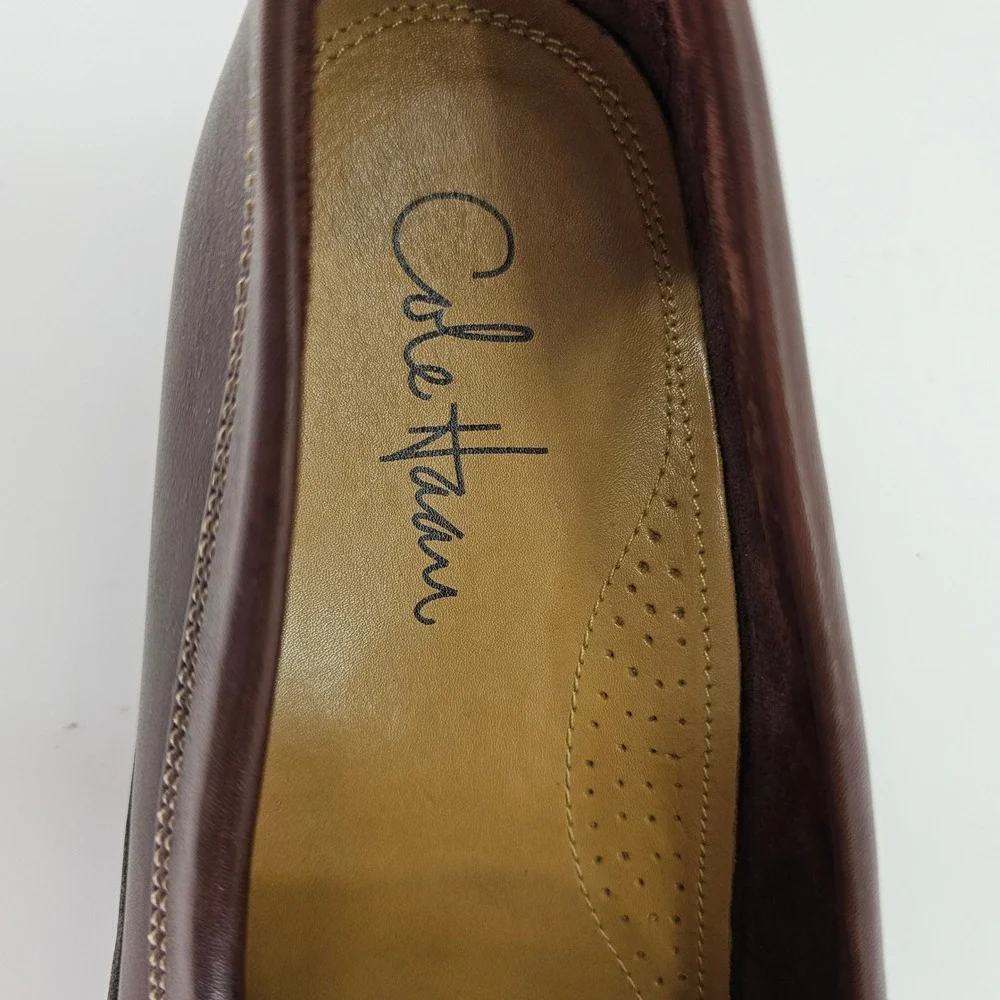 Cole‎ Haan Mens Brown Leather Penny Loafers Moc Toe Slip On Shoes Size 9