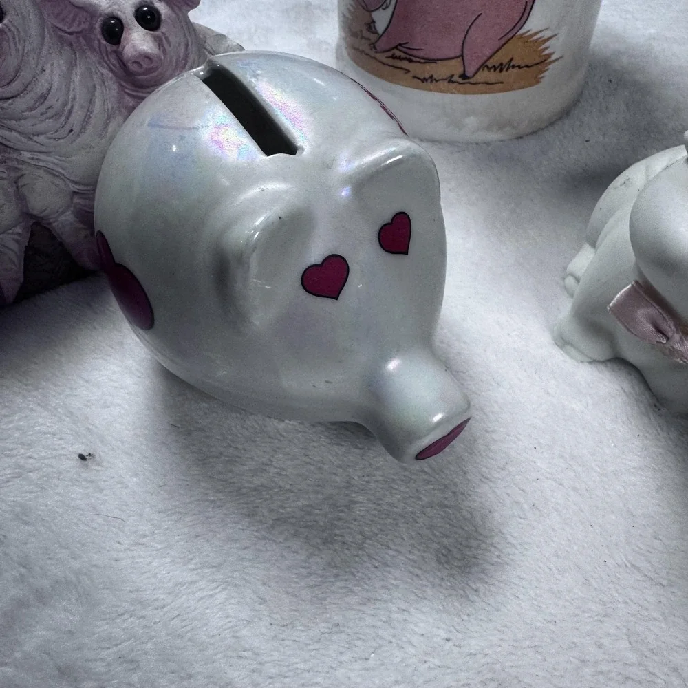 Lot 10 Pig Figurines Banks Arkansas Souvenir Farmhouse Decor Ceramic Resin Metal
