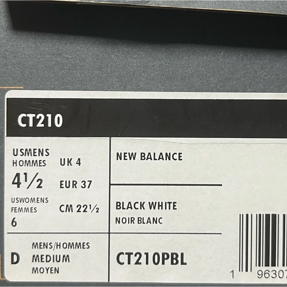 New Balance CT210 V1 Youth Boys Leather Sneaker Size 4.5 Black/White Skate Shoes