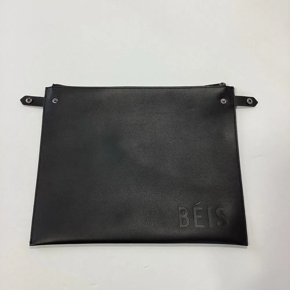 Beis Black Work Tote Laptop Sleeve Insert Bag Pouch With Snaps