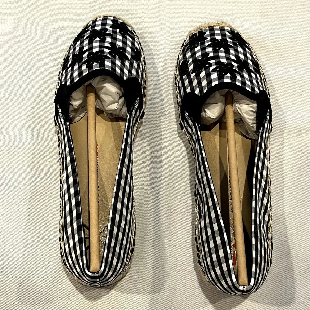 Isaac Mizrahi Live! Gingham Espadrilles with Eyelet Embroidery Black Marilyn 7