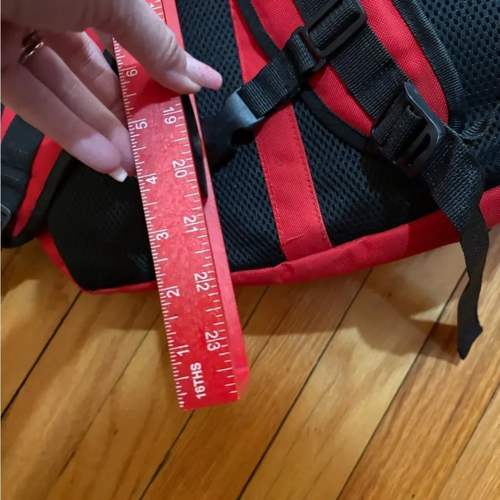 Red Backpack with Graphic Design