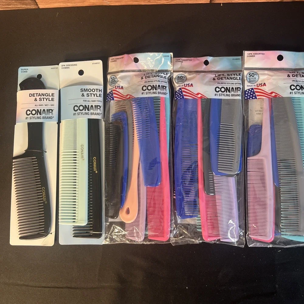 Conair Lift Style &‎ Detangle Lot Of 39 Combs Assorted Colors Count Piece Set