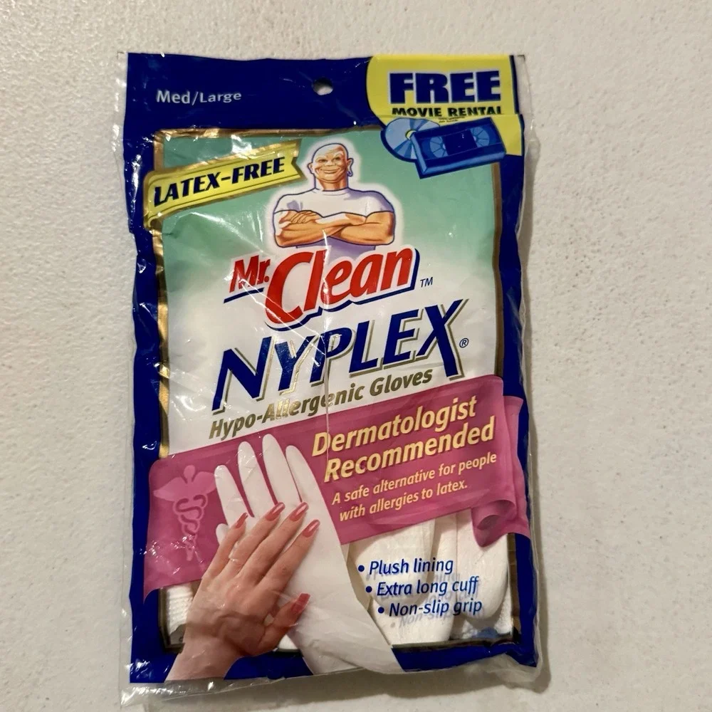 Vintage‎ Mr Clean Nyplex Hypo Allergenic Gloves Med/Large Latex Free