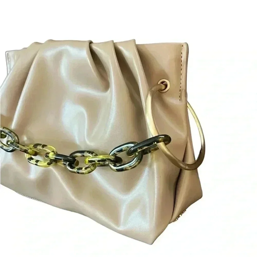 HOUSE OF WANT VEGAN LEATHER‎ CHILL CLUTCH PURSE Tortoise Gold HANDBAG