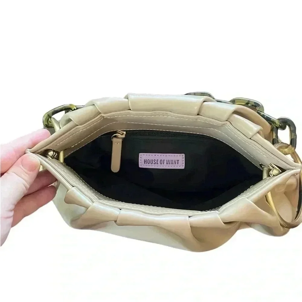 HOUSE OF WANT VEGAN LEATHER‎ CHILL CLUTCH PURSE Tortoise Gold HANDBAG