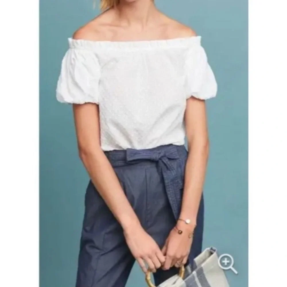 Maeve by Anthropologie White off the Shoulder Sojourner Top​​​​​