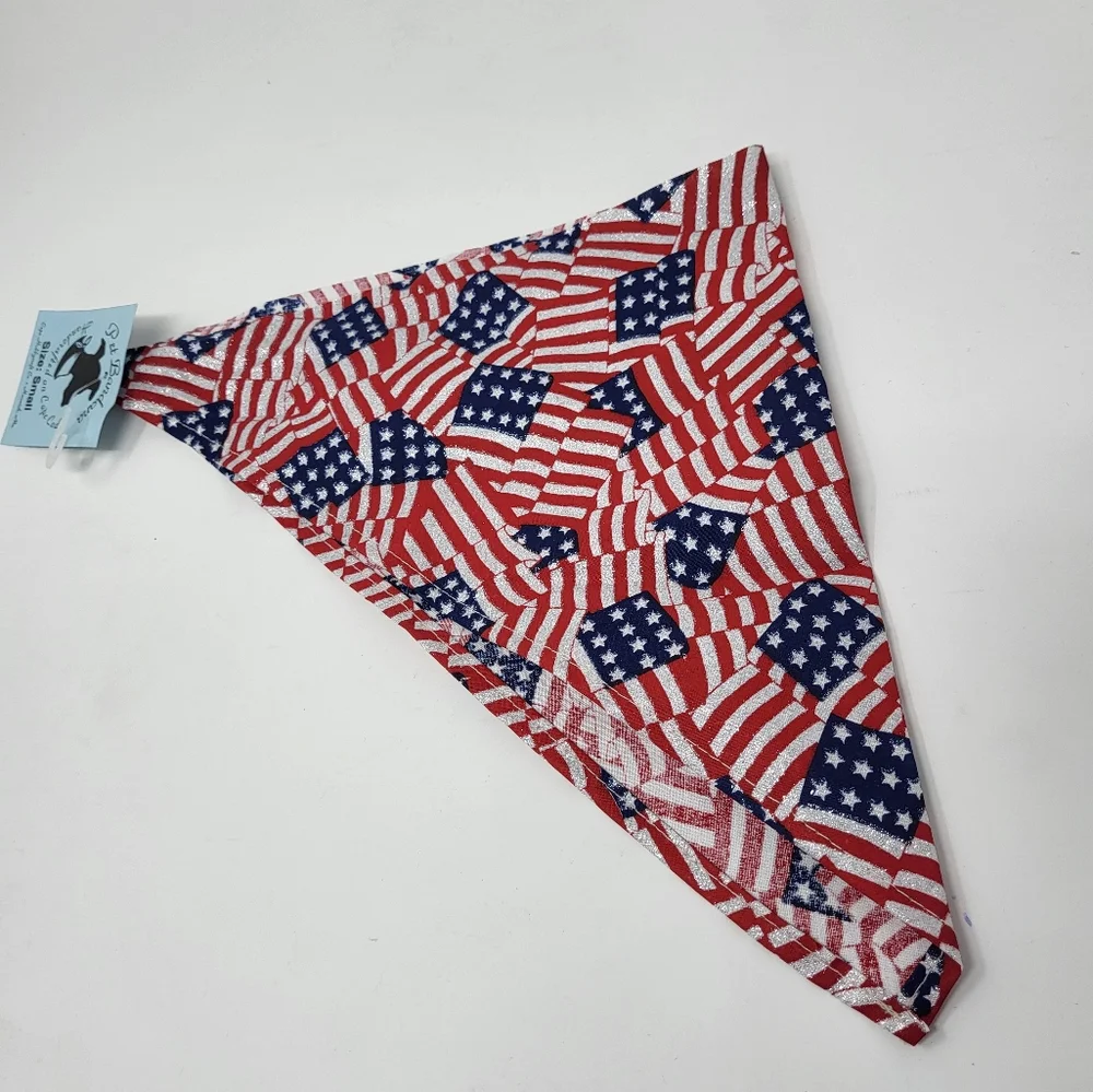 Small Pet Bandana USA Flag Patriotic 4th of July New‎ Shimmer