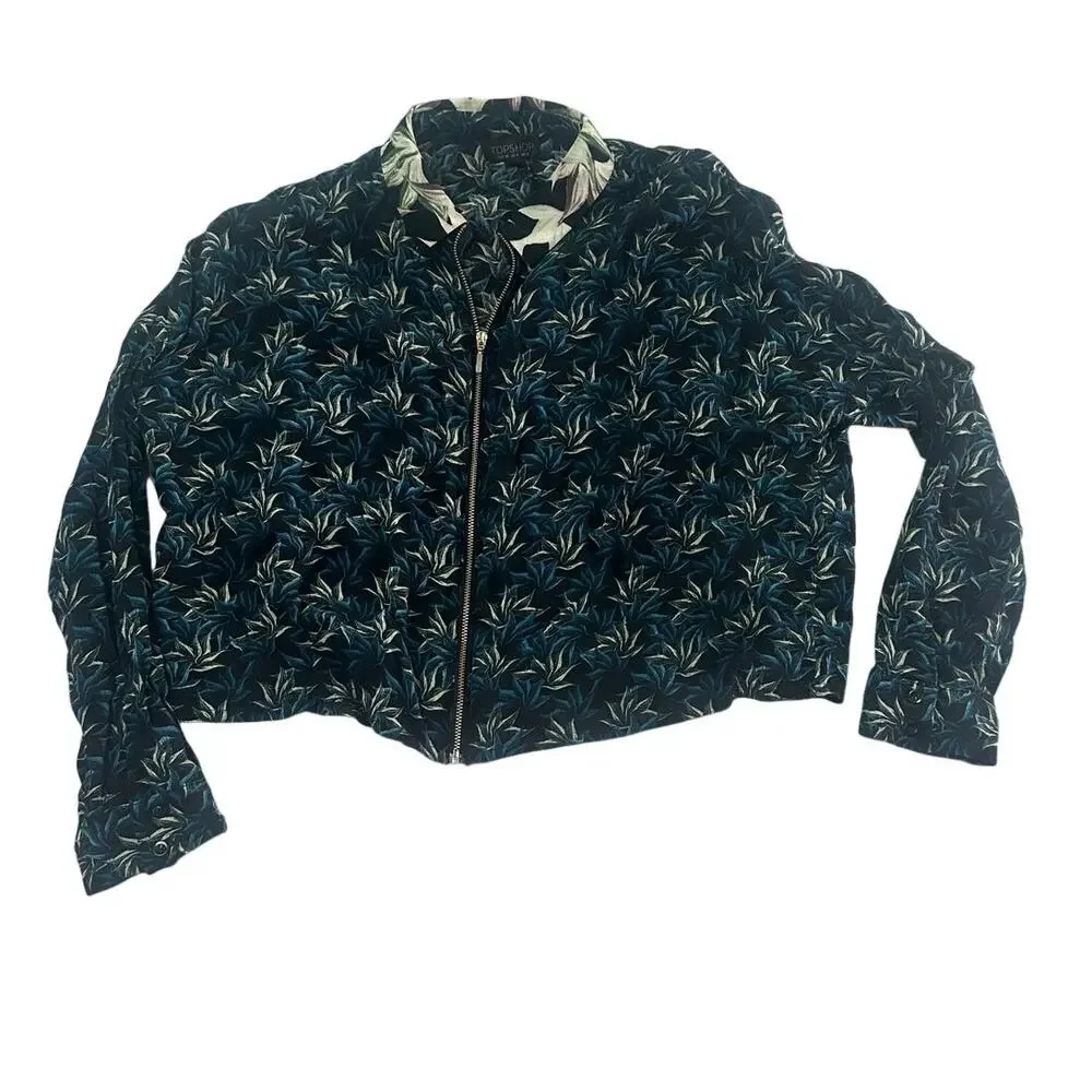 Topshop Tropical Lightweight Floral Bomber Jacket - Size 4