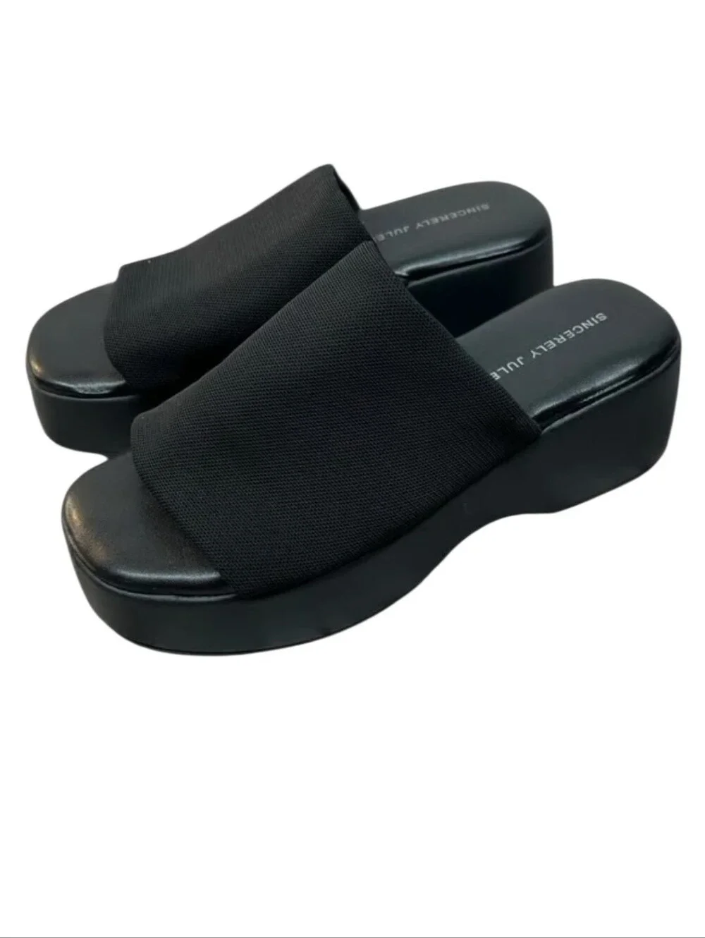Sincerely Jules Happy Platform Slide Sandals Black Size 9 Y2K Chunky NWOT