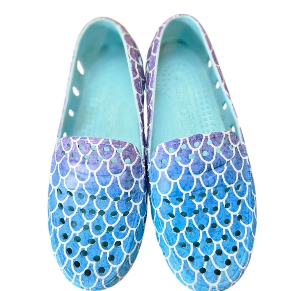 Floafers Posh Driver Loafer Slip‎ on Water Shoes Mermaid Scale Pattern Kids Sz 1