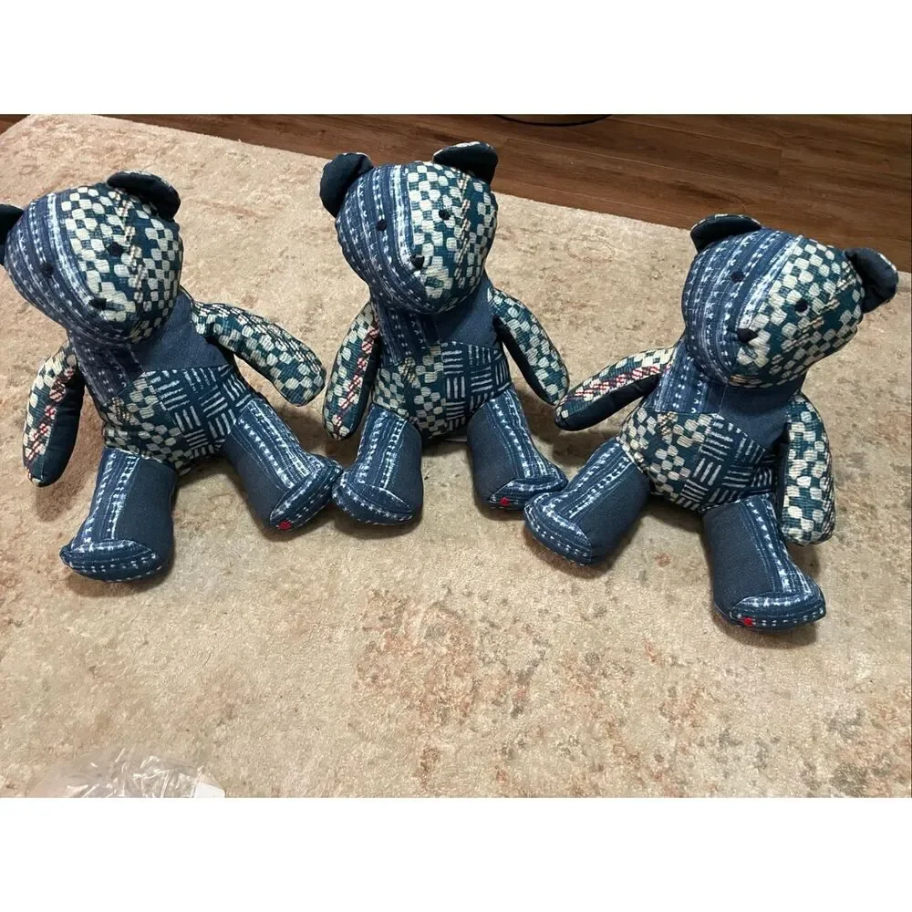 Pottery Barn Nelson Patchwork Teddy Shaped Pillow NIP