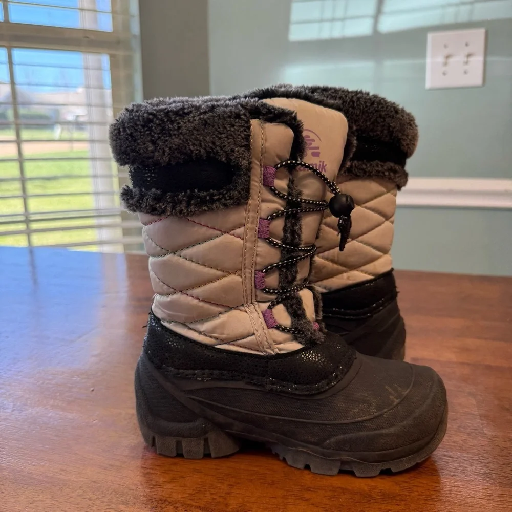 Kamik Kids Star 3 Winter Snow Boots Grey Purple Waterproof Insulated size 12